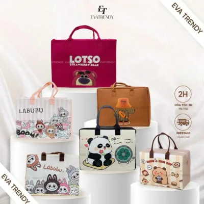 Túi Xách Du Lịch, Túi Đựng Đồ Đa Năng Nhiều Hoạ Tiết Dạ Nỉ , Phù Hợp Du Lịch Mẹ Bỉm Sữa Phụ Nữ Sinh