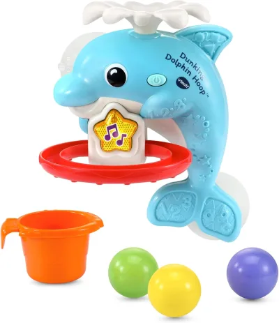 Đồ chơi cho bé đi tắm 80-568000 VTech Dunking Dolphin Hoop Bath Toy- dành cho bé 12 tháng tuổi trở lên - D68 - LICCA