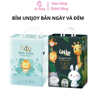 Bỉm Unijoy Skin Care, Oxygen Care - Bỉm Ngày và Đêm, Chống Hăm Hiệu Quả, Bỉm Đêm Cao Cấp