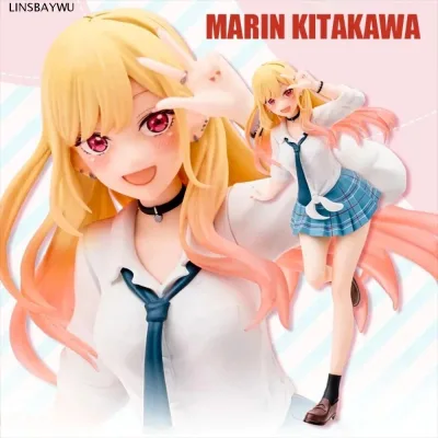 LINSBAYWU Marin Kitagawa Hình, Bộ sưu tập đồng phục đi học Chất lượng Trang phục của tôi Hình Darling, Mẫu đứng hình Marin Kích thước 18cm Mô hình PVC Đồ chơi trẻ em