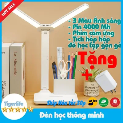 Đèn học chống cận thị, Đèn học tích điện - 2 Led 3 màu ánh sáng Học Đọc Sách Làm Việc Học Sinh Sinh Viên Văn Phòng