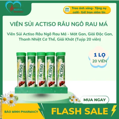 Viên Sủi Actiso Râu Ngô Rau Má - Mát Gan, Giải Độc Gan, Thanh Nhiệt Cơ Thể, Giải Khát (Tuýp 20 viên)