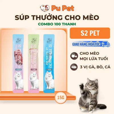 Súp Thưởng Cho Mèo S2PET 15g Thịt Tươi Nguyên Chất, Bổ Sung Vitamin, Không Chất Bảo Quản