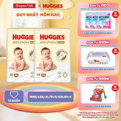 Combo 2 gói Tã quần Huggies Skin Perfect Mega Jumbo & Tã/Bỉm quần/dán NatureMade