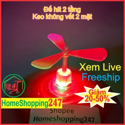 Chong chóng gắn mũ bảo hiểm, TẶNG KEO, có đèn LED RGB. Chong chóng Doremon gắn mũ bảo hiểm dễ thương, chọn màu, 2, 3 cán
