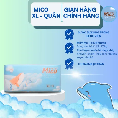 Tã Bỉm Xanh Bệnh Viện Mico , tã bỉm quần size XL42(12-17kg) cho sơ sinh và cho bé