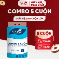 POSY_COMBO 5 CUỘN GVS cuộn lớn Posy 700gr 2 lớp, mềm dai, tiết kiệm, lựa chọn cho công ty, văn phòng