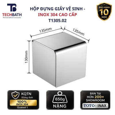 Toilet Paper Holder - Stainless Steel 304, 135X135Mm, Mirror-Polished Surface, 10-Year Warranty, Code T1305.02