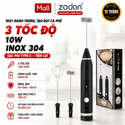 Máy Đánh Bọt Que Tạo Bọt Cafe Mini, Máy Đánh Trứng Cầm Tay ZODAN F78 Không Dây Tích Điện 3 Chế Độ