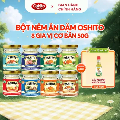 Hạt Nêm Ăn Dặm Cho Bé, Bột Nêm Ăn Dặm Cho Bé OSHITO, Gia Vị Ăn Dặm Cho Bé Vị Rau Củ, Nấm, Rong Biển, Thịt, Phô Mai–50g