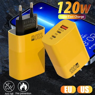 120W Nhanh Chóng Sạc 3 Cổng USB C Sạc Kép Pd Qc3.0 sạc USB Loại C Bộ chuyển đổi sạc điện thoại di động Cho Iphone Xiaomi Samsung Huawei