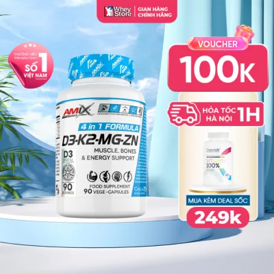 Bổ Sung Sức Khỏe Toàn Diện Amix in 1 Formula D3 - K2 - Mg - Zn 90 Viên Chính Hãng