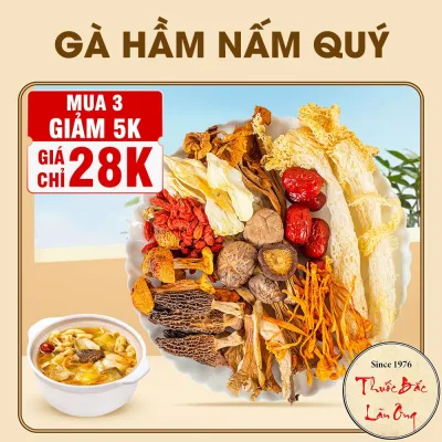 Gà hầm nấm quý, set gà tiềm nấm, chim, heo, lẩu nấm, nấu canh nấm, thơm ngon