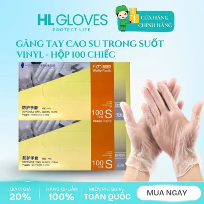 Găng Tay Trong Suốt Vinyl Cao Su Không Bột Dùng Trong Nấu Ăn Chế Biến Thực Phẩm, Massage Spa