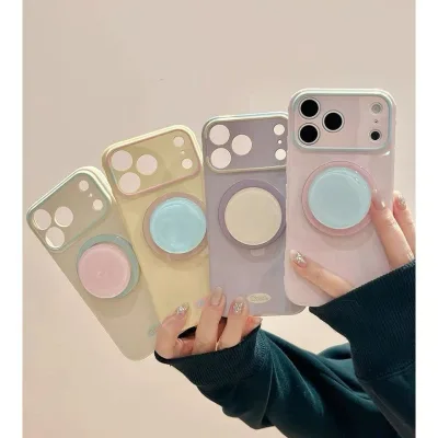 Macaron Màu Sắc Vỏ Điện Thoại Có Giá Đỡ Điện Thoại Thích Hợp Cho iPhone 17Promax Vỏ Điện Thoại Apple 16 / 15 / 14 / 13 / 12 Bề Mặt Bóng