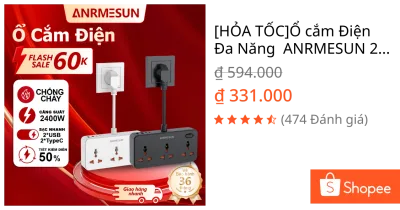 [HỎA TỐC]Ổ cắm Điện Đa Năng ANRMESUN 2400W Công Suấ Tích Hợp Cổng 2 USB & 2 Type-C Sạc Nhanh PD20W Chống Cháy Bảo Vệ Qu