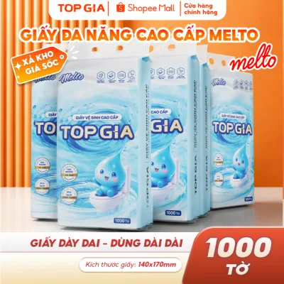 Giấy vệ sinh treo tường đa năng TopGia Melto 1000 tờ 4 lớp mềm mịn, an toàn tiện lợi