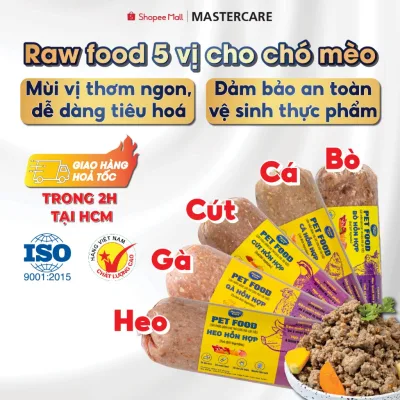 Thức Ăn Cho Chó Mèo Đông Lạnh 500g - Thịt Tươi Combo Vip 5 Đủ 5 Vị Thức Ăn Cho Chó Heo,Gà,Bò,Cá,Cút