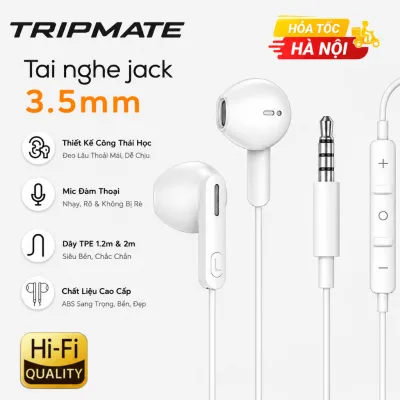 Tai nghe 3.5mm TRIPMATE, chất lượng âm thanh HIFI, TPE siêu bền, công thái học thoải mái, dễ chịu