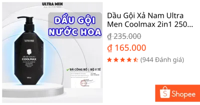 Dầu Gội Xả Nam Ultra Men Coolmax 2in1 250ml – Sạch Gàu, Mượt Tóc, Hương Nước Hoa Nam Tính