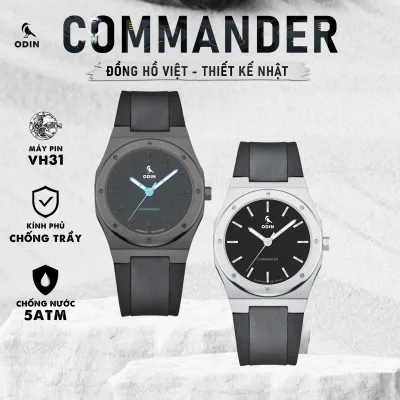 Odin Commander Silver & Gray Men's Watch - Battery-Powered, Genuine Vietnamese Japanese Movement Vh31 - 5Atm Water Resistant - Free Bracelet Included