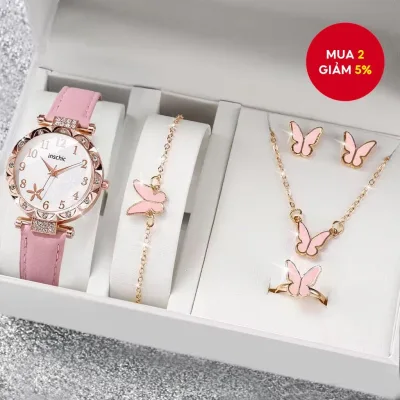 Đồng hồ đeo tay nữ trang sức & da thanh lịch có đồng hồ đeo tay thạch anh dành cho nữ Thích hợp làm quà tặng