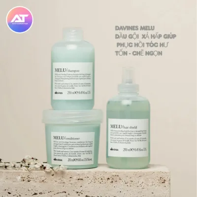 Davines Melu Shampoo, Conditioner, and Nourishing Spray for Dry, Frizzy Hair, Helps Make Hair Soft and Smooth, Protects Against Heat Styling