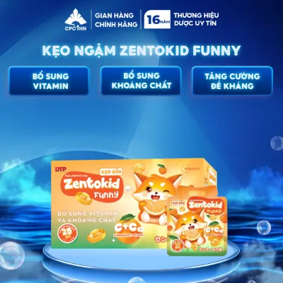 Kẹo ngậm vitamin C và canxi Zentokid Funny bổ sung vitamin và khoáng chất hộp 25 gói