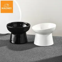 MAOMEI Sáng Tạo Bát cho mèo Xiên/miệng phẳng Gốm Bát Chân cao cho thú cưng Hộp đựng thức ăn Sức chứa lớn Chậu cho ăn thức ăn cho chó Bảo vệ cổ