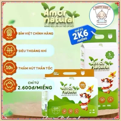 Tã Bỉm Quần Dán AMOR NATURE ,bỉm Việt,Bỉm trà xanh mềm mỏng thấm hút tốt