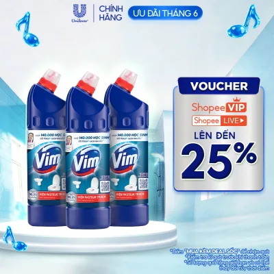 Combo 3 Nước Tẩy Bồn Cầu và Nhà Vệ Sinh Vim Diệt Khuẩn| Diệt 99,9% Vi Khuẩn (880ml)