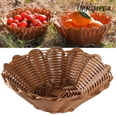 Giỏ đựng đồ URJUMPEA, Đĩa trưng bày dệt tròn, Rau chất lượng cao Kẹo Đồ ăn nhẹ Bánh mì Trái cây Đồ lặt vặt Tổ chức Khay dệt Cửa hàng tại nhà Khách sạn