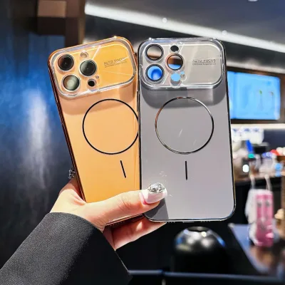 Vỏ sang trọng Vỏ điện thoại bảo vệ cạnh mềm mạ điện lớn Vỏ điện thoại từ tính tương thích iPhone 12 13 14 15 16 17 Pro Max Vỏ điện thoại phía sau chống sốc