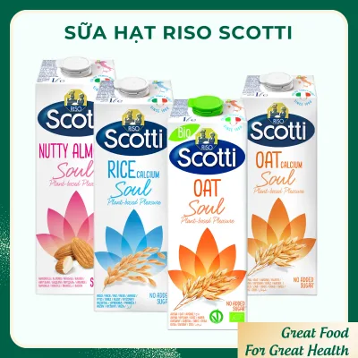 Box of 10 Boxes of 1 Liter - Organic Nutritious Nut Milk Without Sugar, Vegan - Riso Scotti - Imported from Italy