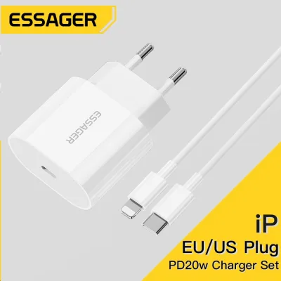 Bộ sạc nhanh Essager 20w ip Đầu sạc và cáp PD thích hợp cho điện thoại di động và máy tính bảng ip 6-14