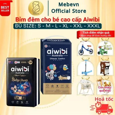 Bỉm đêm aiwibi Australia, bỉm đêm cho bé cao cấp, bỉm đêm aiwibi siêu mỏng đủ size đến 48 miếng
