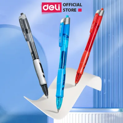 Bút Gel Bấm Deli Bi Nước S08 Mực Xanh/Đen/Đỏ Cho Văn Phòng Học Sinh Ngòi 0.5mm - Mực Đều Chữ Đẹp - Có Ngòi Thay Thế
