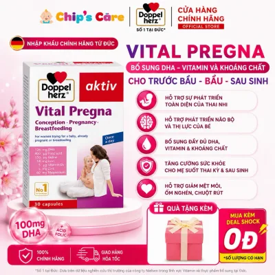 Viên uống vitamin bầu Doppelherz Vital Pregna bổ sung vitamin và khoáng chất cho bà bầu (Hộp 30 viên)