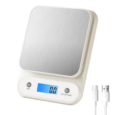 Cân nhà bếp cho thực phẩm kỹ thuật số nhà bếp 11kg / 0,1oz, 5kg / 0,1g, Nấu ăn, Tích hợp pin Lithium 300mAh, Pin trắng có thể sạc lại Type-C (1)