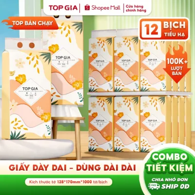 Giấy vệ sinh treo tường TopGia Tiểu Hạ, giấy rút đáy thùng 10b/12b/8b/6b 1000 tờ 4lớp dày dai mịn