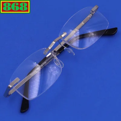 Stainless steel optical frame 868-aging stainless steel rimless glasses-1 degree to 3.5 degree, aging lens, no rims