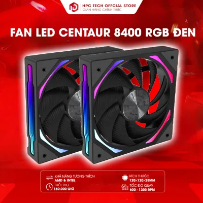 Fan quạt tản nhiệt RGB vô cực cao cấp Centaur 8400 đen xuôi chân 6pin cắm hub RGB- Chính Hãng