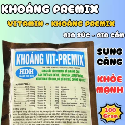 Khoáng Vit Premix bổ sung vitamin khoáng đầy đủ cho vật nuôi gói 100gram