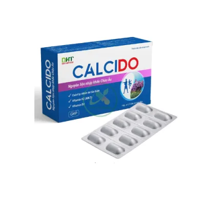 Calcido bổ sung canxi, Vitamin D3, Vitamin K2 (MK7). Hộp 30 viên