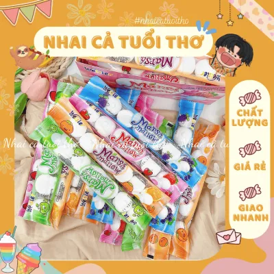 Kẹo Bông Dẻo Marshmallow Bánh Bao Nhân Chảy Vị Trái Cây Thái Lan, Kẹo Marshmallow