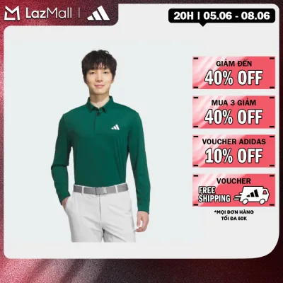 Adidas Golf Long Sleeve Aeroready Polo Shirt Men Green Im6416