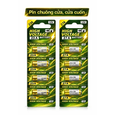 Vỉ 5 viên pin ALKALINE 23A 27A 12V cho Chìa khóa điện, điều khiển cửa cuốn, chuông cửa, báo động, điều khiển quạt trần..