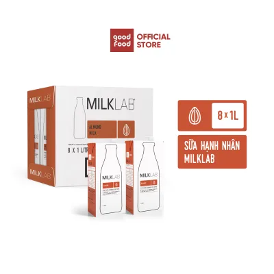 Sữa hạt hạnh nhân cao cấp ít đường MilkLab – 3.5% hạnh nhân Thùng 8 hộp 1 lít