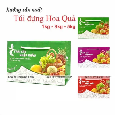 Túi Giấy Đựng Hoa Quả, Trái Cây nhập khẩu size 1kg; 3kg; 5kg đủ màu Xanh, Đỏ, Tím