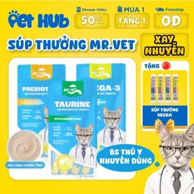 Súp Thưởng MR VET Cho Mèo, Bổ Sung Omega 3, Prebiotics, Taurine Hỗ Trợ Dinh Dưỡng Toàn Diện